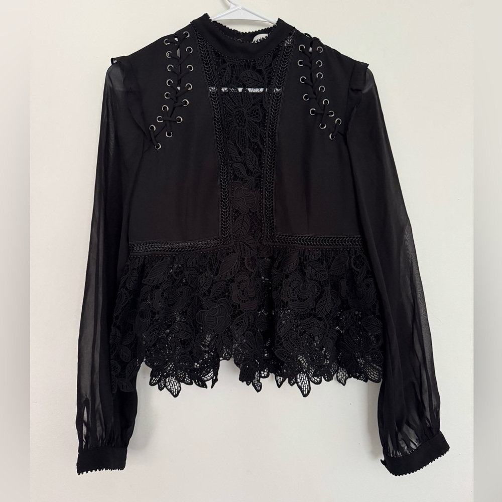Self-Portrait Floral Lace Peplum Top size 0
